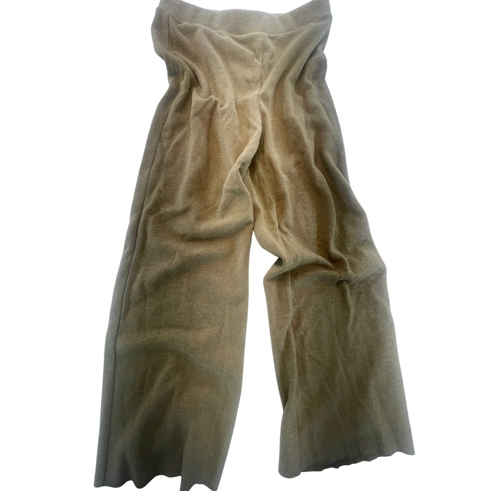 Zara Wide Leg Knit Lounge Pants Women's Size L Beige‎ Casual Comfy